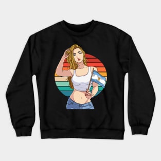 Argentinean Pride Argentina Flag Girl Vintage Crewneck Sweatshirt